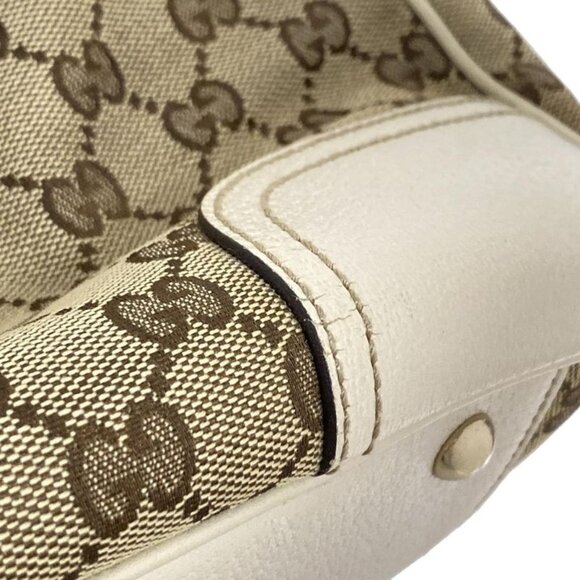 Gucci Tote Prince GG Pattern Beige Dark Brown Ivory Leather - Picture 14 of 15